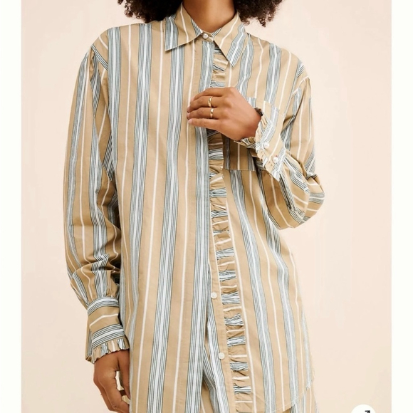 Damson Madder Tops - Damson Madder NWT Kylie ruffled button down long sleeve shirt size UK12(US 8)